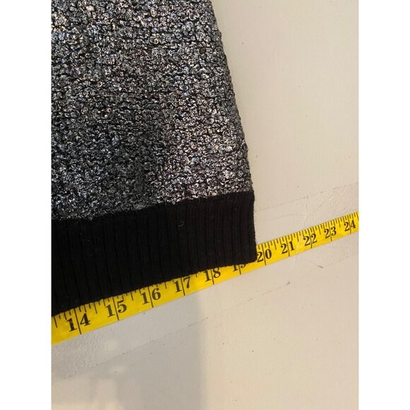 Chicos Black & Silver Metallic Knit Zip-Up Cardigan Sweater Womens Size 2 Large - Picture 7 of 8